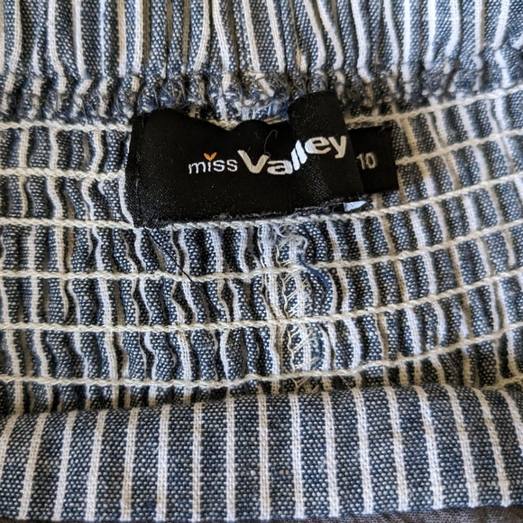 Miss Valley High low ruffle pinstripe strappy sun dress Sz 10 - Picture 4 of 9